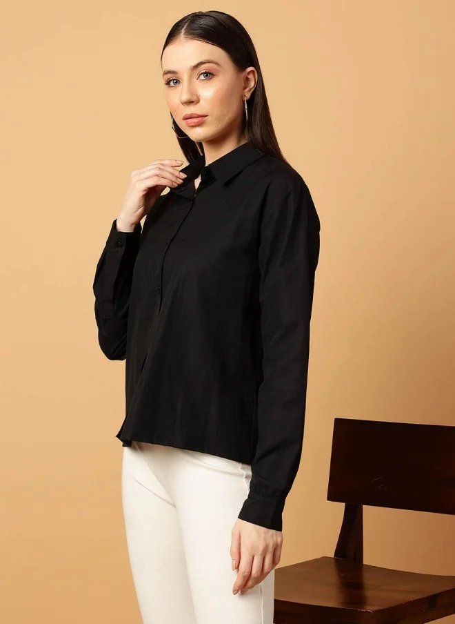MINT STREET Black Casual Shirt for Women