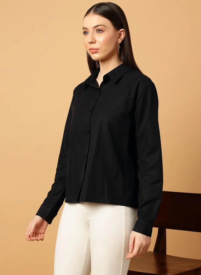 MINT STREET Black Casual Shirt for Women