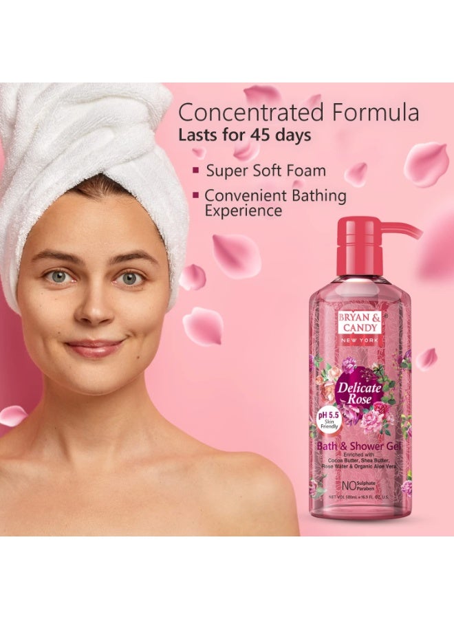 Bryan & Candy Shower Gel with Aloe Vera. Gentle, Moisturizing Body Wash for Soft, Supple Skin (Delicate Rose Shower Gel, 500ml) - Image 2