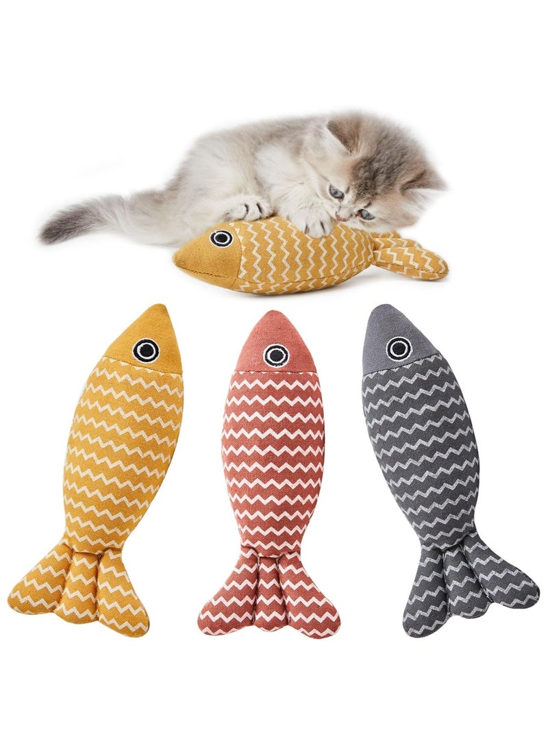 Catnip Fish Toy, 3 Cat and Kitten Toys, Cat Interactive Sports Kick Toy, 3 Colors - Image 1