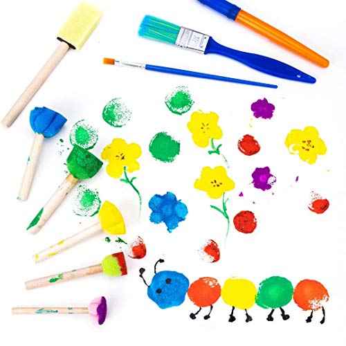 TORINALITAL 53Pcs Paint Sponges for Kids, Sponge Painting Brushes Kids Painting Kits - Paint Sponge Kids Early Learning Sponge Paint Brushes with 26 Alphabets - Image 4