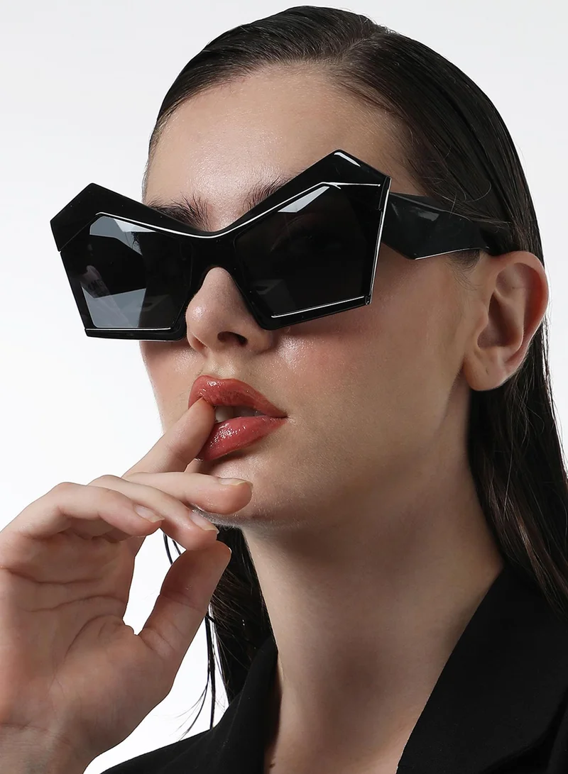 صوص هاوت نظارات شمسية هندسية بشفرة - أسود أونيكس