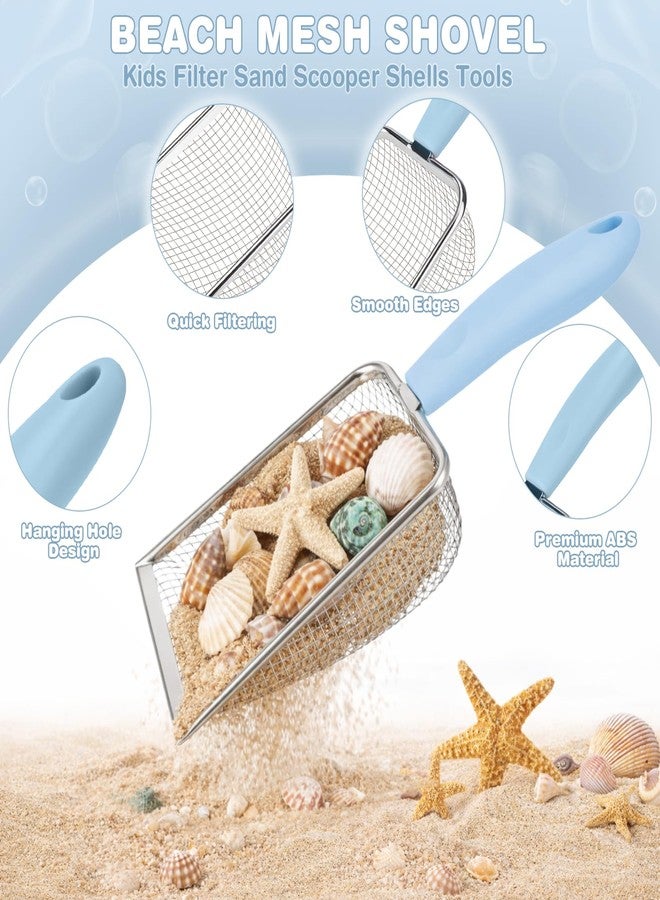 Dreamon Beach Sand Toys Mesh Shovel Set for Kids, 3 Pack Collapsible Sand Buckets and Filter Sand Scooper with Mesh Bag for Shell Collecting, Shark Tooth Sifter Dipper Sandbox Toys for Toddlers Boys Girls - Image 2