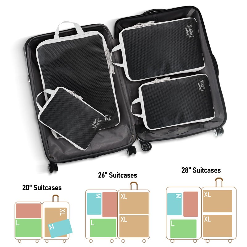 Lemoobolsa 4 Set Compression Packing Cubes, Suitcase Organizer, Lightweight Travel Essentials, Compression Bags For Travel Accessories Luggage Storage Set (4 Pcs, Black) - Image 4