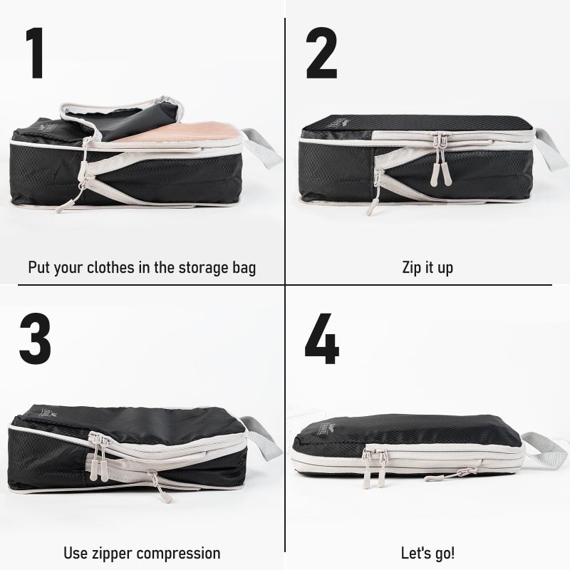 Lemoobolsa 4 Set Compression Packing Cubes, Suitcase Organizer, Lightweight Travel Essentials, Compression Bags For Travel Accessories Luggage Storage Set (4 Pcs, Black) - Image 2