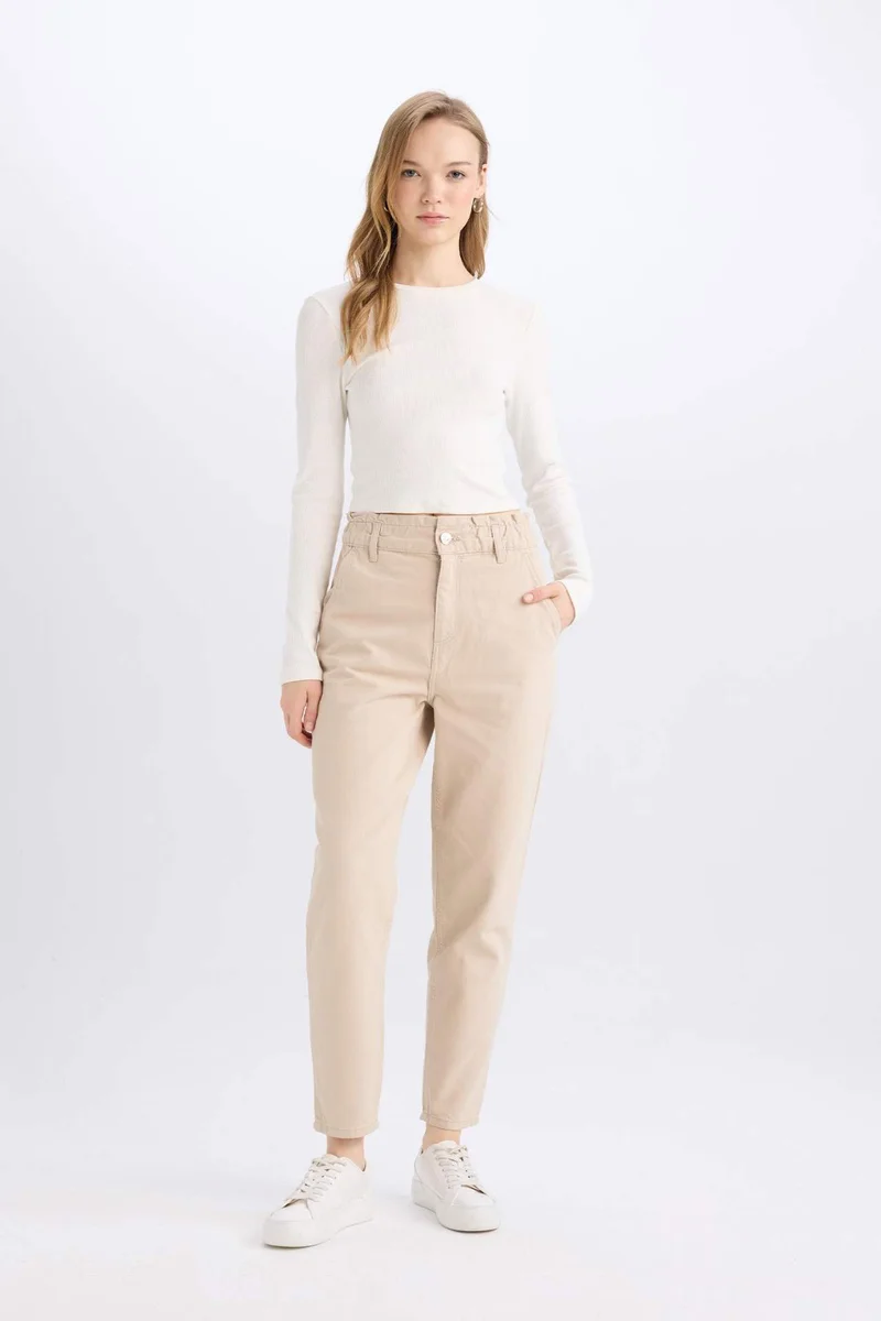 ديفاكتو Paperbag Fit With Pockets Gabardine Trousers