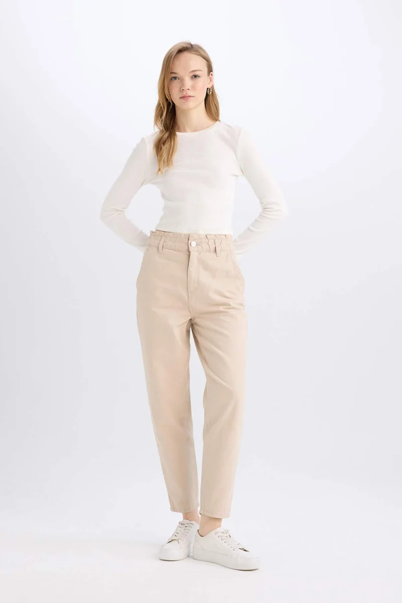 ديفاكتو Paperbag Fit With Pockets Gabardine Trousers