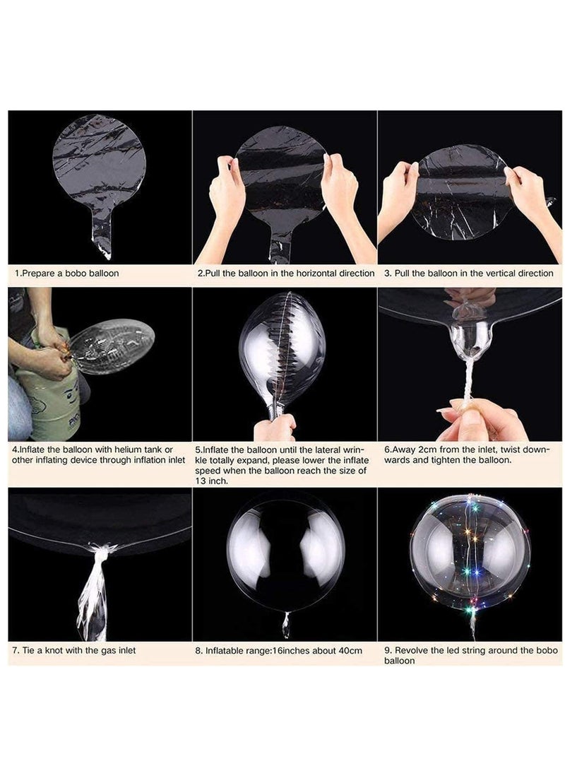 SOLARAE بالونات بوبو شفافة مضيئة LED مع أضواء خيط LED 20" زينة بالونات للحفلات أعياد الميلاد الزفاف الاحتفالات 25 قطعة ملونة - Image 5