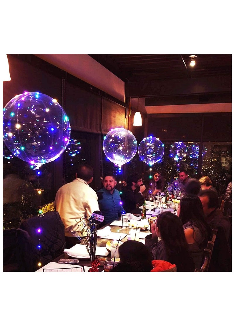 SOLARAE بالونات بوبو شفافة مضيئة LED مع أضواء خيط LED 20" زينة بالونات للحفلات أعياد الميلاد الزفاف الاحتفالات 25 قطعة ملونة - Image 4