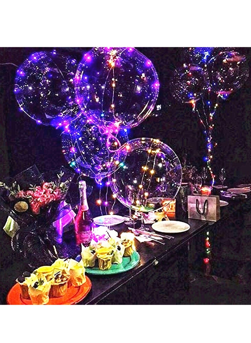SOLARAE بالونات بوبو شفافة مضيئة LED مع أضواء خيط LED 20" زينة بالونات للحفلات أعياد الميلاد الزفاف الاحتفالات 25 قطعة ملونة - Image 2