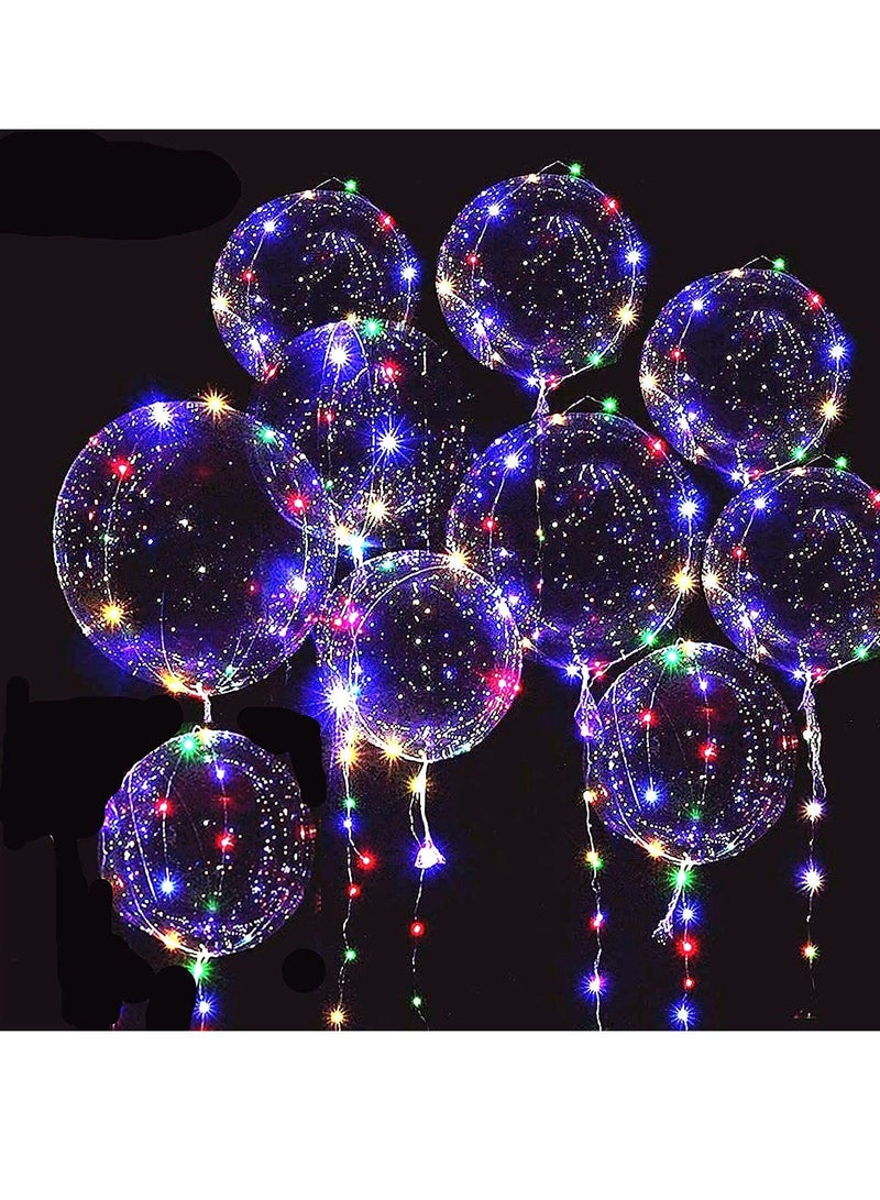 SOLARAE بالونات بوبو شفافة مضيئة LED مع أضواء خيط LED 20" زينة بالونات للحفلات أعياد الميلاد الزفاف الاحتفالات 25 قطعة ملونة - Image 1