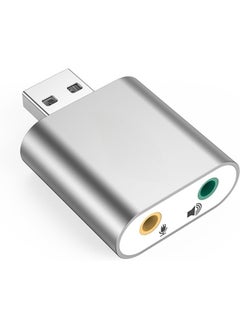 داريو بطاقة صوت USB، محول USB إلى مقبس الصوت 7.1 قناة بطاقة صوت ستيريو خارجية مع سماعة رأس ميكروفون TRS TRRS مقاس 3.5 مم للكمبيوتر الشخصي والكمبيوتر المحمول وPS4 وWindows وMAC وLinux  - Image 1