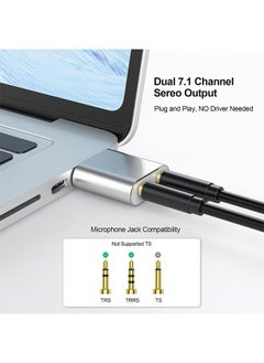 داريو بطاقة صوت USB، محول USB إلى مقبس الصوت 7.1 قناة بطاقة صوت ستيريو خارجية مع سماعة رأس ميكروفون TRS TRRS مقاس 3.5 مم للكمبيوتر الشخصي والكمبيوتر المحمول وPS4 وWindows وMAC وLinux  - Image 3