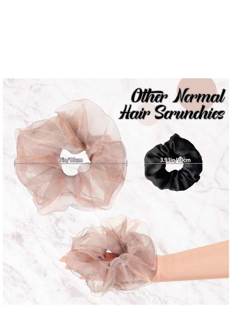 KASTWAVE Big Organza Scrunchies 4 Pcs Large Silky Hair Ties Oversized Scrunchie Stretchy Bling XL Scrunchies Bobble Jumbo Hair Scrunchies Elastic Hair Band Ponytail Holder for Women Girls, 4 Colors - Image 2
