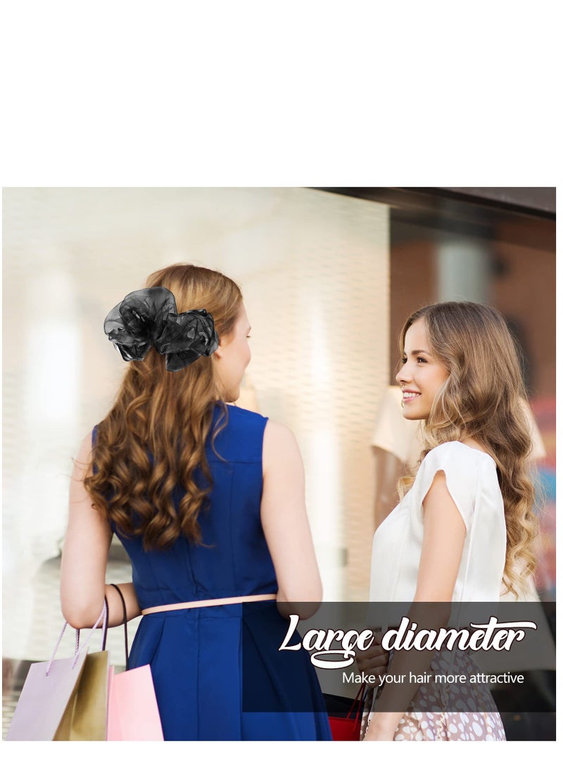 KASTWAVE Big Organza Scrunchies 4 Pcs Large Silky Hair Ties Oversized Scrunchie Stretchy Bling XL Scrunchies Bobble Jumbo Hair Scrunchies Elastic Hair Band Ponytail Holder for Women Girls, 4 Colors - Image 5