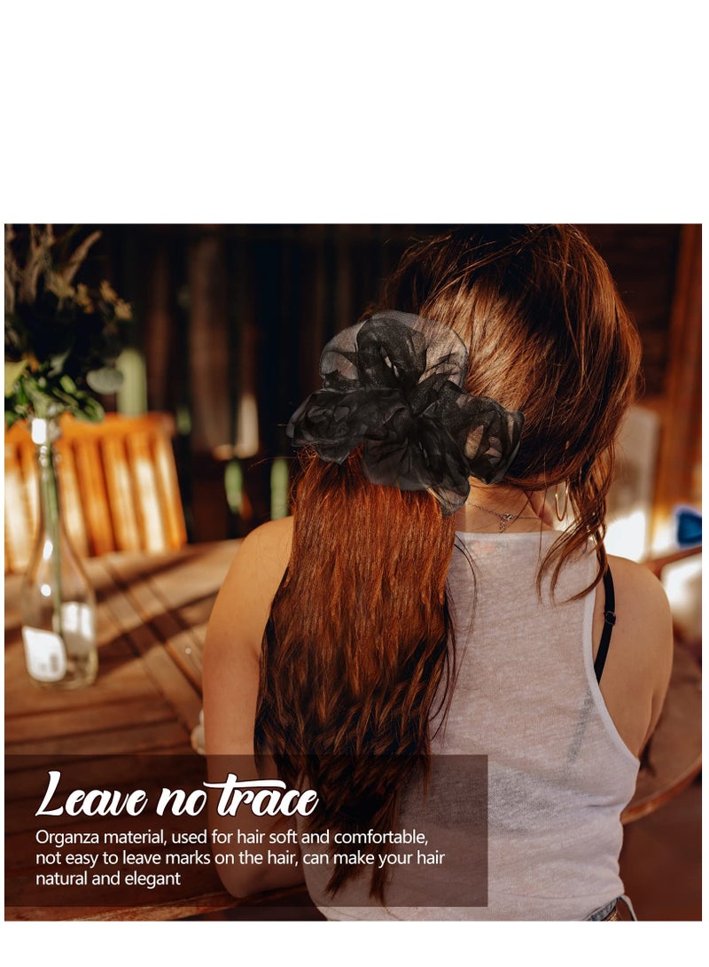 KASTWAVE Big Organza Scrunchies 4 Pcs Large Silky Hair Ties Oversized Scrunchie Stretchy Bling XL Scrunchies Bobble Jumbo Hair Scrunchies Elastic Hair Band Ponytail Holder for Women Girls, 4 Colors - Image 4