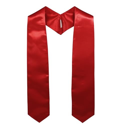 GraduationMall Unisex Adult Plain Graduation Stole 60" Red - Image 1