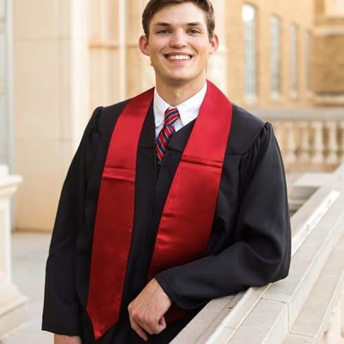 GraduationMall Unisex Adult Plain Graduation Stole 60" Red - Image 5