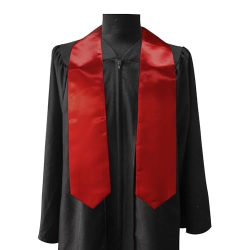 GraduationMall Unisex Adult Plain Graduation Stole 60" Red - Image 2