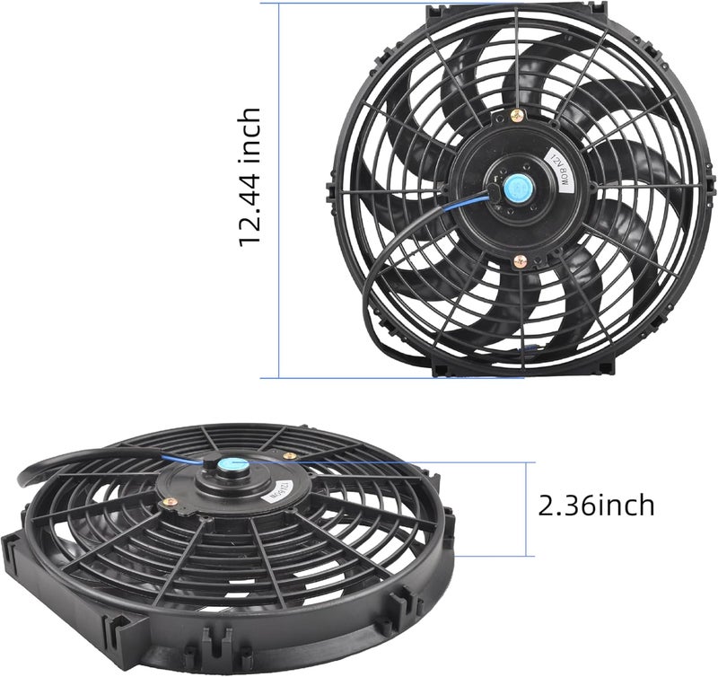 GESEXI 12" Electric Radiator Cooling Fan Assembly Kit, Universal High Performance 12V 80W Motor with Fan Mounting Kit - Black (2 Pack) - Image 4