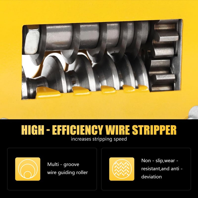 Serplex ® آلة تقشير الأسلاك اليدوية 6 في 1 مع 6 فتحات كابل و 5 شفرات كربيد، أداة تقشير الأسلاك اليدوية 2 في 1 تعمل بالدرل مع مقبض يدوي قابل للفصل، للكابل بقطر 0.5-17 مم - Image 4
