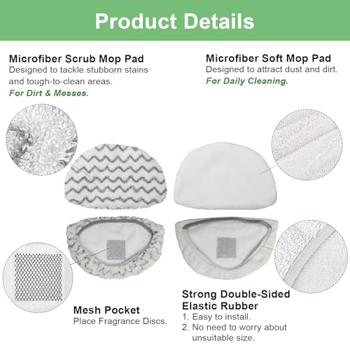 APRIL-FLOWER 10 Pack 1940 1806 2685A Steam Mop Pads For Bissell Powerfresh Steam Mop Deluxe Pet Lift-Off Plus Slim Scrubbing Steam Mop Replacement Pad 1940A 2814 1544A 2075A Power Fresh Steamer Pad Refill Washable - Image 3