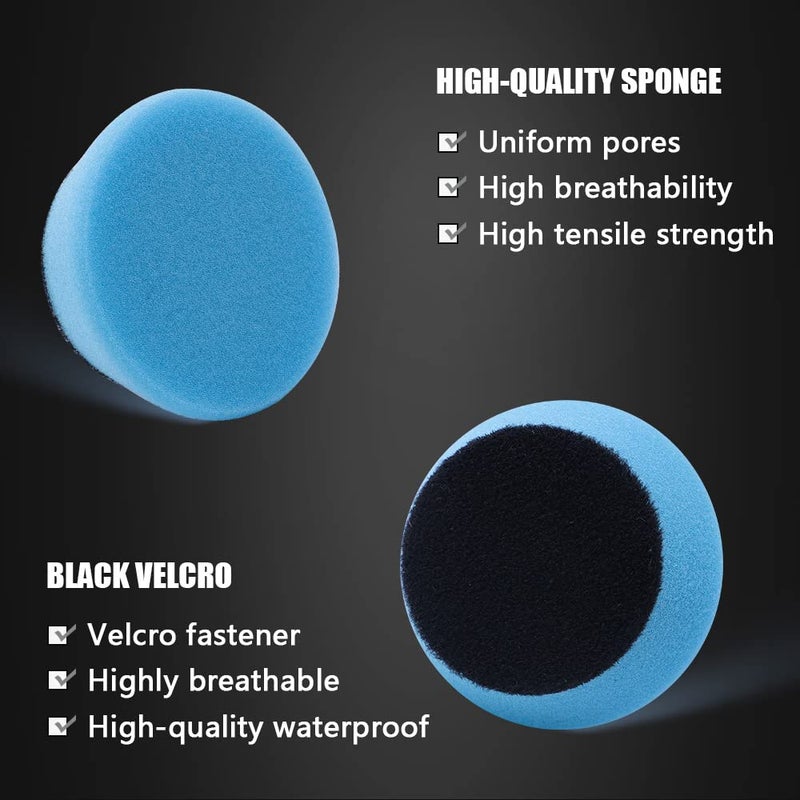 SPTA Mini Polishing Pads Set, 21 Pcs 2 inch/50mm Sponge Polishing Pads and Wool Buffing Pads, Car Foam Detail Polishing Pad Kit Mix Color for Car Detail Polishing and Waxing, Small Area Polishing - Image 4