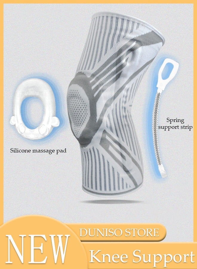 DUNISO 1 قطعة دعامة الركبة مع مثبتات جانبية ووسادات جل الرضفة دعامات ضغط قابلة للتعديل لدعم الركبة لألم الركبة وتمزق الغضروف المفصلي والرباط الصليبي الأمامي والتهاب المفاصل وتخفيف آلام المفاصل والتعافي من الإصابات - Image 1