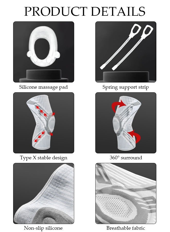 DUNISO 1 قطعة دعامة الركبة مع مثبتات جانبية ووسادات جل الرضفة دعامات ضغط قابلة للتعديل لدعم الركبة لألم الركبة وتمزق الغضروف المفصلي والرباط الصليبي الأمامي والتهاب المفاصل وتخفيف آلام المفاصل والتعافي من الإصابات - Image 3