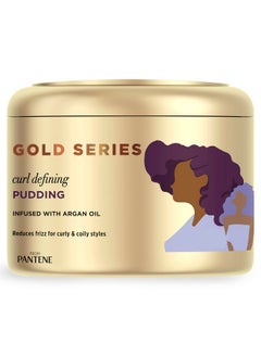 Pantene Pantene, Hair Cream Treatment, Sulfate Free Curl Defining Pudding, Pro-V Gold Series, for Natural and Curly Textured Hair, 7.6 fl oz  - Image 1