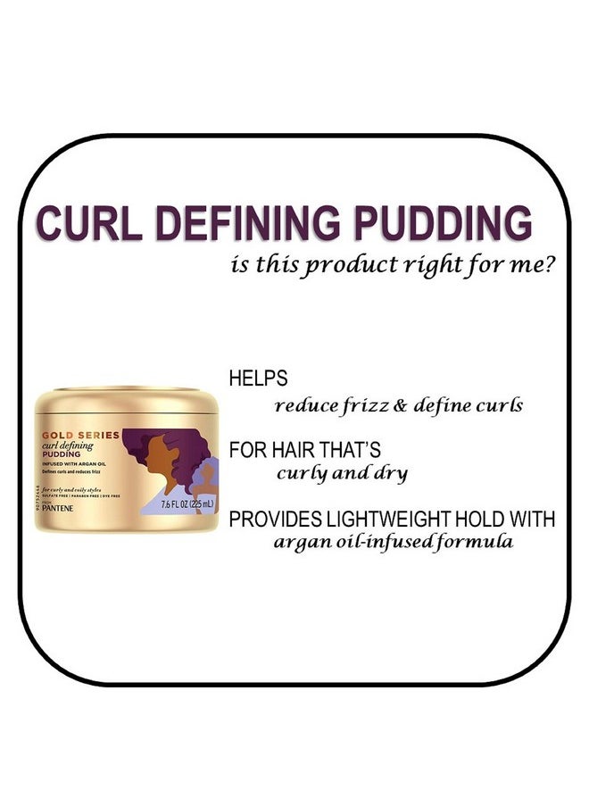 Pantene Pantene, Hair Cream Treatment, Sulfate Free Curl Defining Pudding, Pro-V Gold Series, for Natural and Curly Textured Hair, 7.6 fl oz  - Image 3