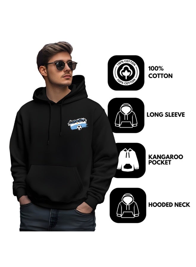 PRINTSHOP4ME Argentina Football Player Men's Hoodie | Soccer Theme Pullover | Long Sleeve Cotton Fabric | Kangaroo Pocket | Casual Everyday Wear - Image 5