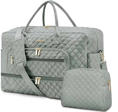 LUOCIP Large Women Travel Duffle Bag Carry on Overnight Bag Weekend Travel Duffel Tote Bag Yoga Gym Bag with Wet Pocket Toiletry Weekender Overnight Bag for Travel Business Trips Sport Hospital - Image 1