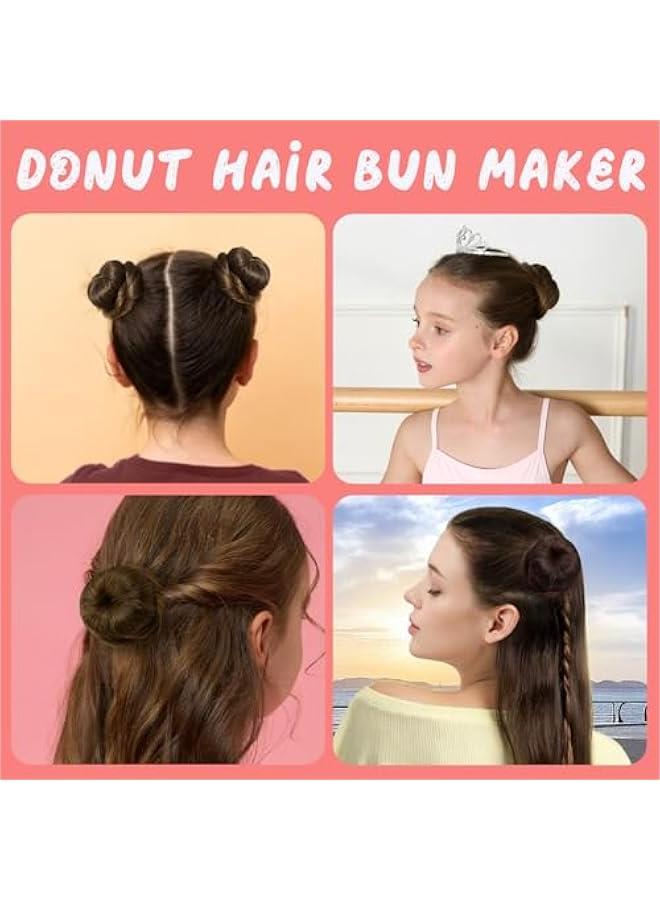 Hair Bun Maker For Kids Bun Nets For Ballet Girls, 4 Pcs Small Ballet Bun Kit For Kids, 10 Pcs 30 cm Hair Nets For Buns, 10 Pcs U Shaped Bobby Pins, Dark Brown - Image 2