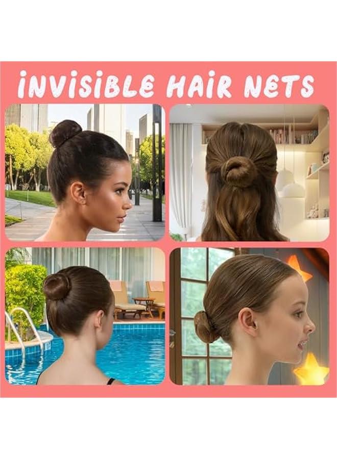 Hair Bun Maker For Kids Bun Nets For Ballet Girls, 4 Pcs Small Ballet Bun Kit For Kids, 10 Pcs 30 cm Hair Nets For Buns, 10 Pcs U Shaped Bobby Pins, Dark Brown - Image 3