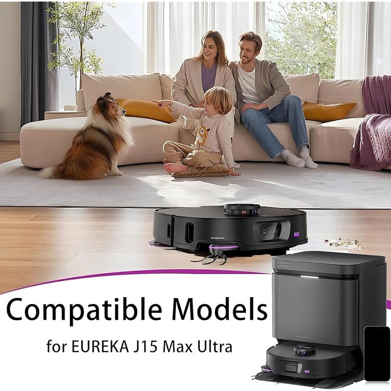 اوداشين طقم إكسسوارات بديلة شامل مكون من عشرين قطعة لمكنسة يوريكا J15 Max Ultra يحتوي على فرشاة رئيسية وفرش جانبية وأربع فلاتر HEPA وأربع قطع ممسحة وست أكياس غبار وفرشاة تنظيف - Image 2