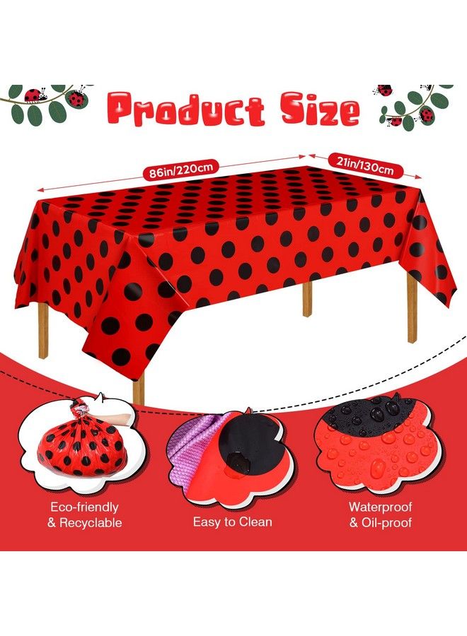 Sumind 200 Pcs Ladybug Party Supplies Include Ladybug Balloons Ladybug Party Tableware Happy Birthday Banner Red Black Dots Tablecloth Cups Straws Napkins For Kids Adults Birthday Decorations - Image 4