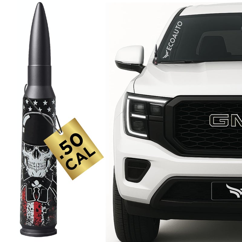 EcoAuto 50 Cal Badass Bullet Antenna Fits Chevy Silverado GMC Sierra Truck Accessories Short Replacement Antenna for Trucks Chevy Silverado 1500 Accessories Ditch The Whip Upgrade Your Truck - Image 2