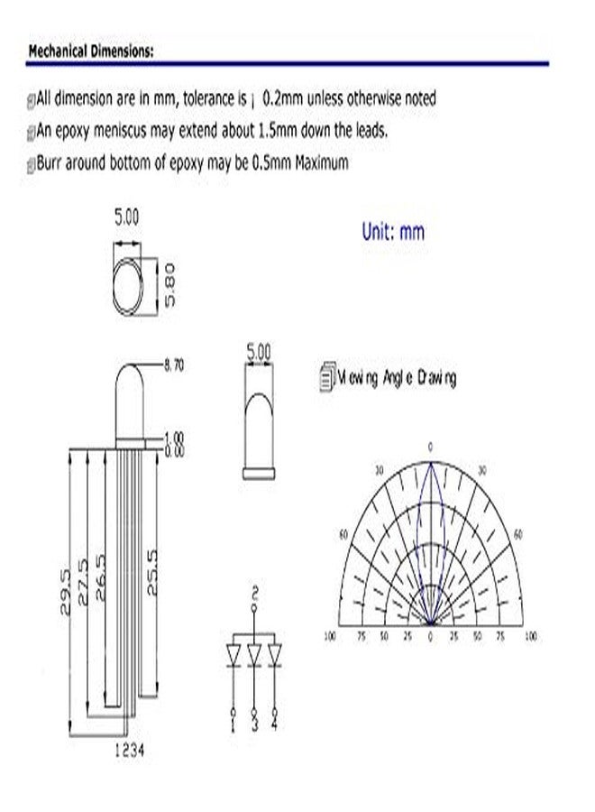 CentIoT - 10PCS RGB CLEAR LED 4PIN Light Emitting Diodes Round through hole - (5MM COMMON ANODE) - Image 4