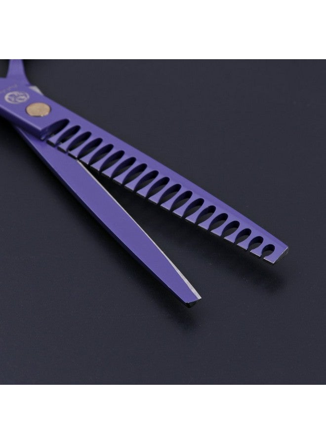 Purple Dragon 7.0 inch Professional Dog Grooming Hair Cutting Scissor &Curved Scissor&Chunker Shear Kit with Bag - for Pet Groomer or Family DIY Pet Use - Image 5