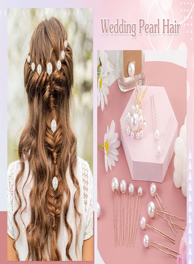 Bakefy� Wedding Pearl Hair Pins Bridal Hair Pearls U Shape Pearl Bobby Pins for Hair Gold Pearl Hairpins Hair Accessories Barrette for Bride Bridesmaid Women Girls - Image 3