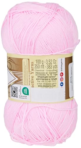 Alize Diva Silk Effect 100% Microfiber Acrylic Yarn 1 Ball skeins 100gr 383yds Color (185 - Baby Pink) - Image 2