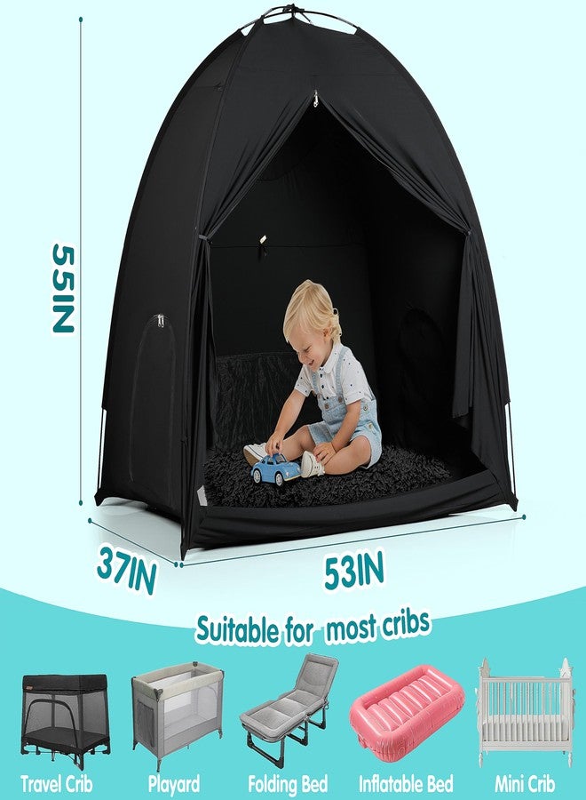 WANRU Blackout Tent for Pack and Play - Sleep Pod with Light-Blocking - Portable Pack N Play Blackout Cover for Travel Crib/Mini Crib/Palyards - Image 5