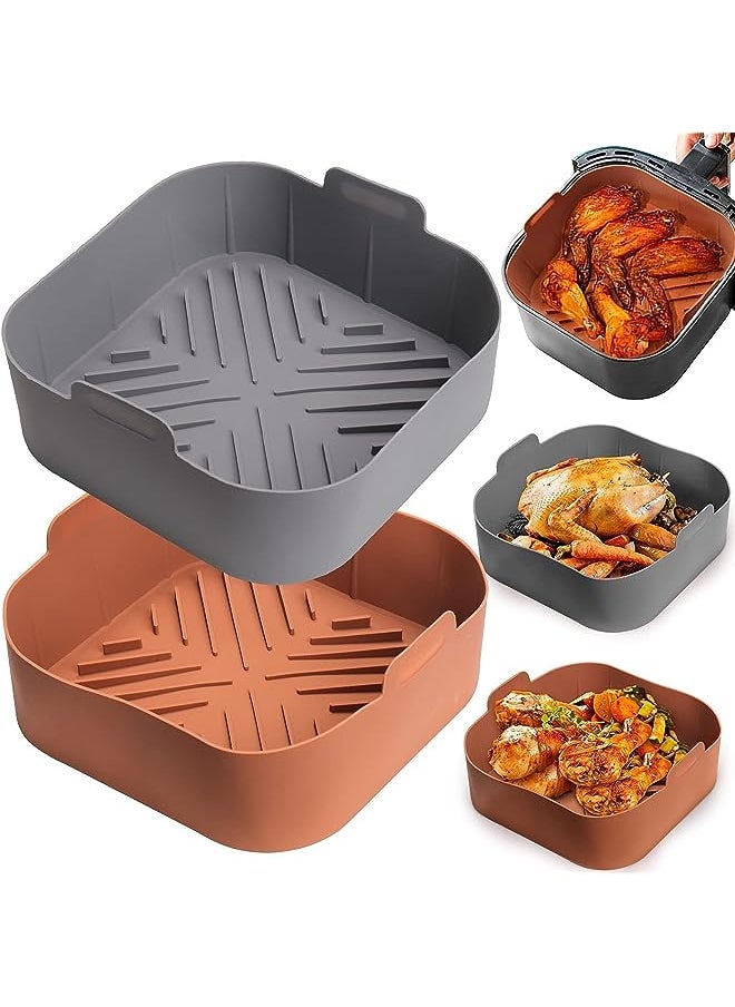 PalkSky air fryer basket liners square - 2pcs reusable air fryer silicone pots for food safe air fryers oven accessories(8.1 inch)  - Image 1