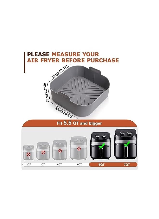 PalkSky air fryer basket liners square - 2pcs reusable air fryer silicone pots for food safe air fryers oven accessories(8.1 inch)  - Image 2