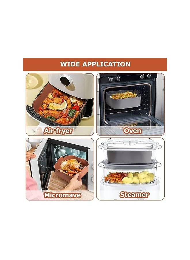 PalkSky air fryer basket liners square - 2pcs reusable air fryer silicone pots for food safe air fryers oven accessories(8.1 inch)  - Image 5