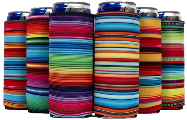 QualityPerfection Slim Can Cooler Sleeves BeerEnergy Drink Pattern Skinny 12 oz Neoprene Holder Thermocoolers for 12 oz Tall Skinny Beverage 6 UnitsSerape
