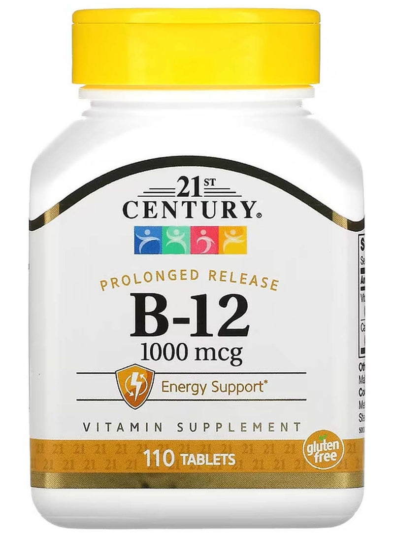 21st Century Vitamin B12, Promotes Healthy Nerves and Blood Cells, Extended Release, 1,000 mcg, 110 Tablets - Image 1
