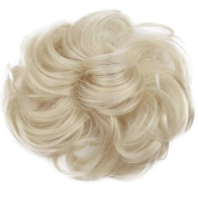 CAISHA Messy Scrunchie Bun Voluminous Wavy Hairpiece Heatresistant Synthetic Fibres Platinum Blonde G16A