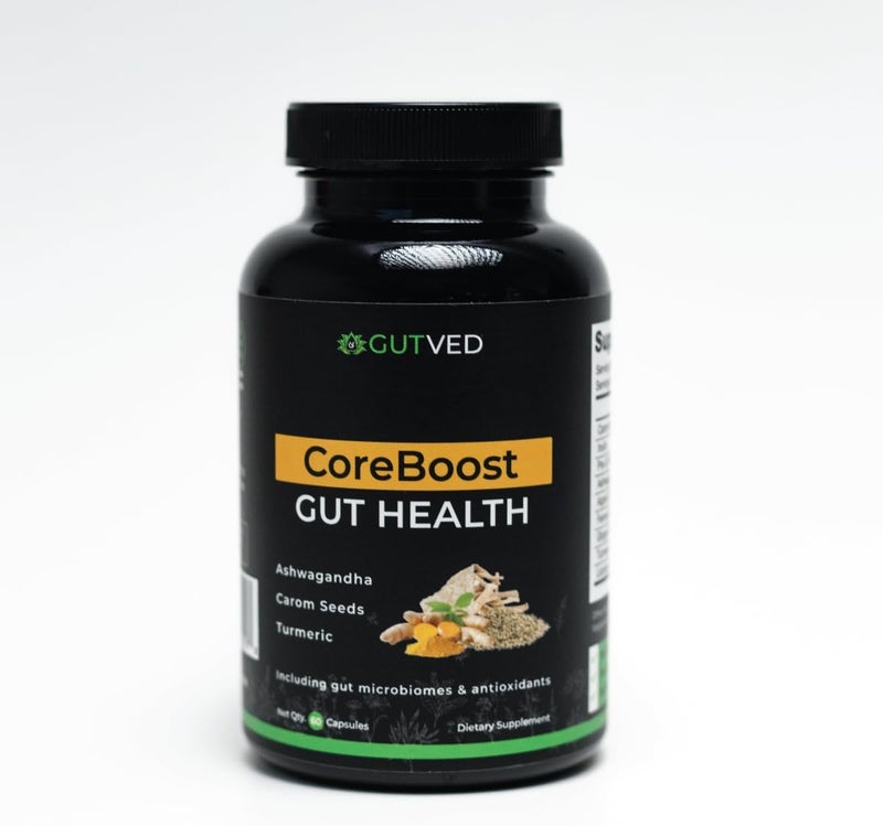 GUTVED Gut Health Supplement Coreboost with Ashwagandha Carom Seeds Turmeric  Prebiotics and Probiotics for Women  Men  2 Billion CFUBest for Digestive Health Bloating Relief Gas Reduction - Image 1